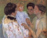 Women complimenting the child Mary Cassatt